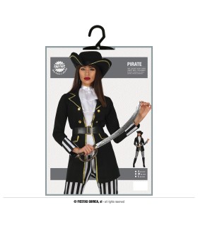 DISFRAZ DE PIRATA MUJER PANTALON RAYAS NEGRAS Y BLANCAS