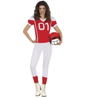 JUGADORA  RUGBY ROJA Y BLANCA  ADULTO