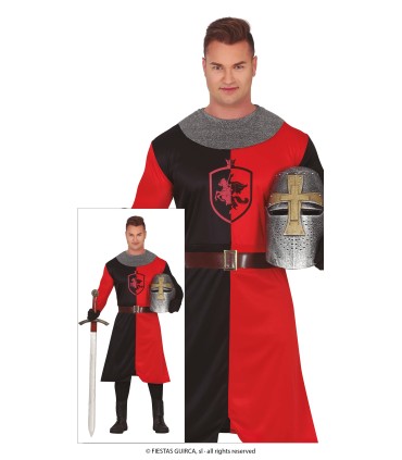 CABALLERO MEDIEVAL ROJO Y NEGRO  ADULTO