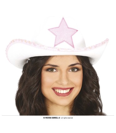 SOMBRERO VAQUERO BLANCO CON ESTRELLA