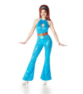 Disfraz de Disco Azul Mujer