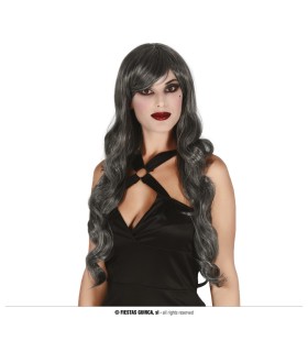 PELUCA MELENA LARGA GRIS HQ EN CAJA