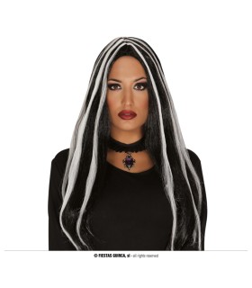PELUCA BRUJA CON MECHAS BLANCAS