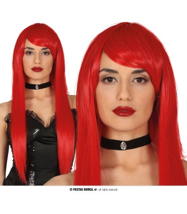 PELUCA MELENA LISA ROJA HQ EN CAJA