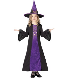 DISFRAZ DE BRUJA INFANTIL LILA/NEGRA