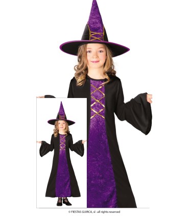 DISFRAZ DE BRUJA INFANTIL LILA/NEGRA
