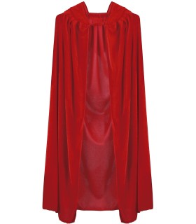 CAPA ROJA TERCIPELO CON CAPUCHA INFANTIL 100 CMS.