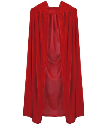 CAPA ROJA TERCIPELO CON CAPUCHA INFANTIL 100 CMS.