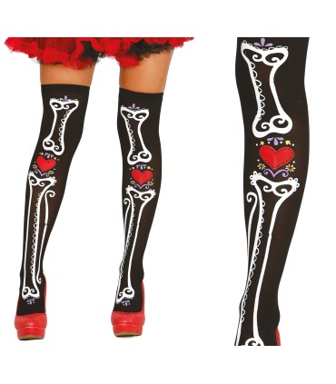 MEDIAS ESQUELETO HUESOS "DIA DE LOS MUERTOS"