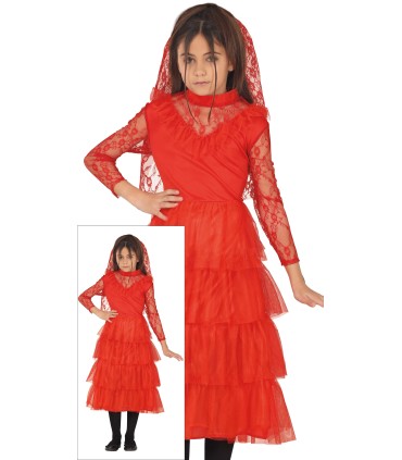 Disfraz de Novia Rojo Infantil | Megafiesta