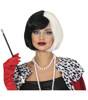 PELUCA MEDIA MELENA BLANCA Y NEGRA