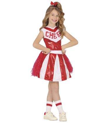 DISFRAZ CHEERLEADER LENTEJUELAS ROJO INFANTIL