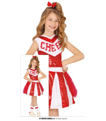 DISFRAZ CHEERLEADER LENTEJUELAS ROJO INFANTIL
