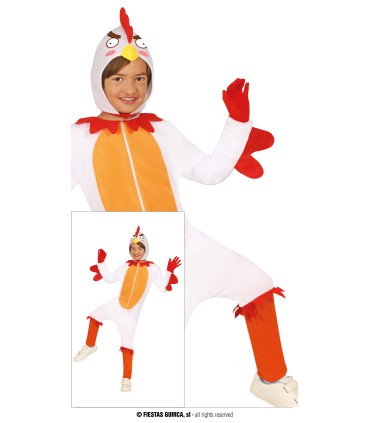 Disfraz de Pollo Atrevido para Niños o Niñas - Mono de Gallina y Gorro de Gallo - Disfraces para Niños y Niñas
