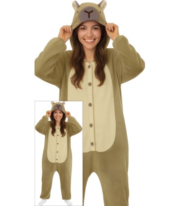 DISFRAZ DE CAPIBARA PIJAMA MUJER T-L