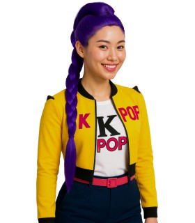 PELUCA K-POP TRENZA MORADA ADULTA