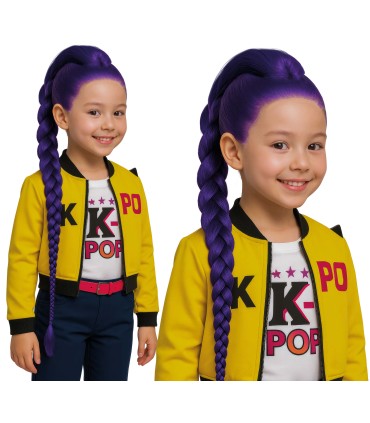 PELUCA K-POP TRENZA MORADA INFANTIL