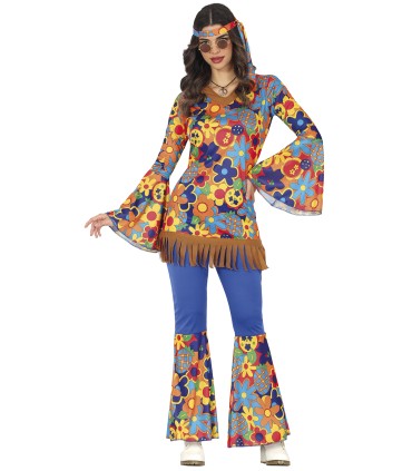 DISFRAZ DE HIPPIE FLOWER ADULTA