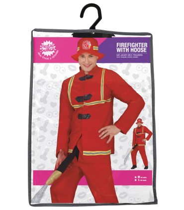 DISFRAZ DE BOMBERO CON "MANGUERA" ADULTO