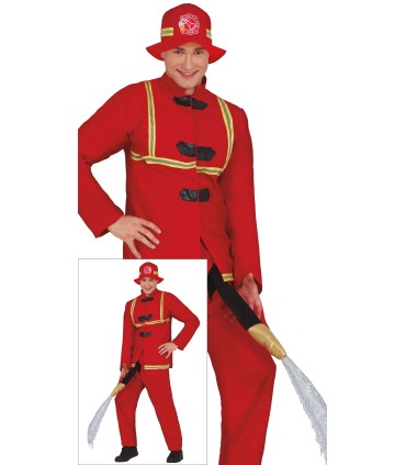 DISFRAZ DE BOMBERO CON "MANGUERA" ADULTO