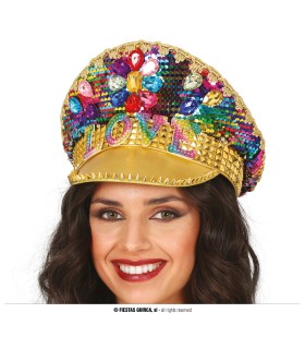 GORRA POLICIA ORO LOVE PEDRERIA