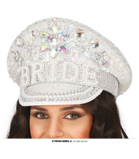 GORRA POLICIA PLATA BRIDE PEDRERIA