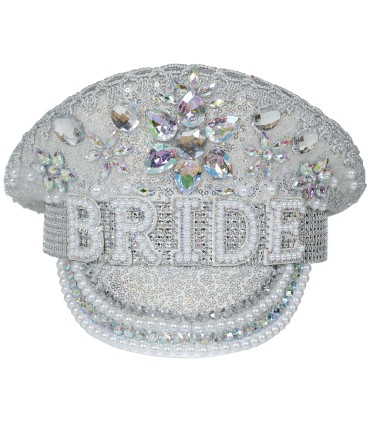 GORRA POLICIA PLATA BRIDE PEDRERIA