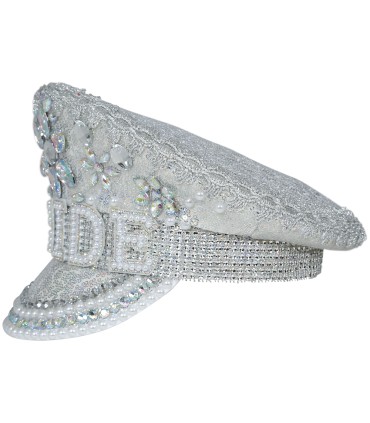 GORRA POLICIA PLATA BRIDE PEDRERIA