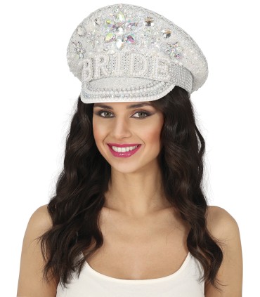 GORRA POLICIA PLATA BRIDE PEDRERIA