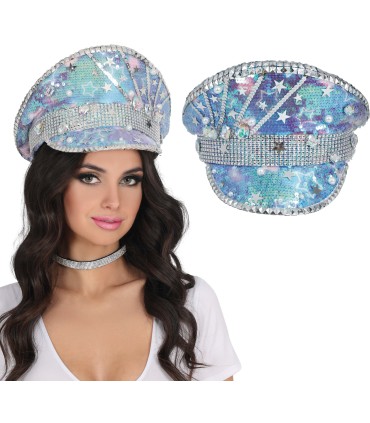 GORRA POLICIA AZUL CON PERLAS