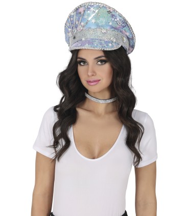 GORRA POLICIA AZUL CON PERLAS