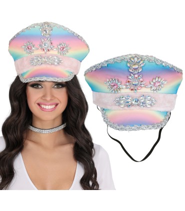 GORRA POLICIA MULTICOLOR CON CINTA ROSA