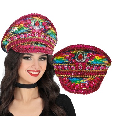 GORRA POLICIA ROSA PIEDRAS MULTICOLOR