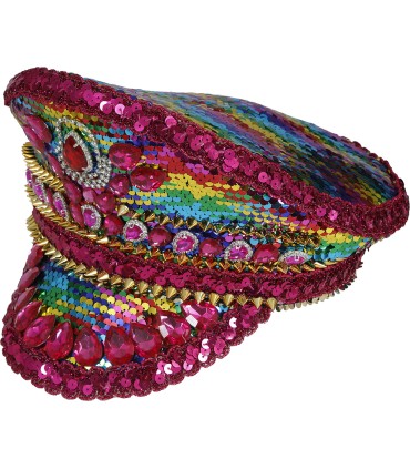 GORRA POLICIA ROSA PIEDRAS MULTICOLOR