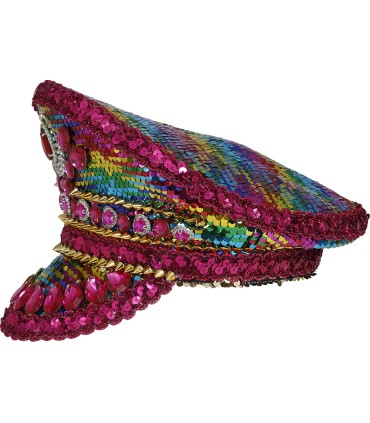 GORRA POLICIA ROSA PIEDRAS MULTICOLOR