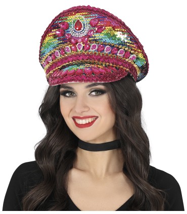 GORRA POLICIA ROSA PIEDRAS MULTICOLOR