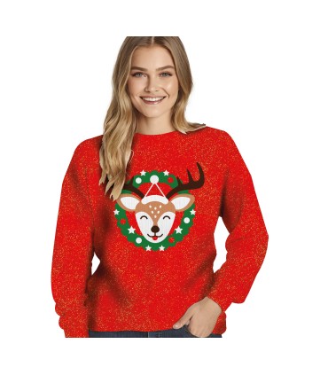 Jersey navidad glitter reno, adulta