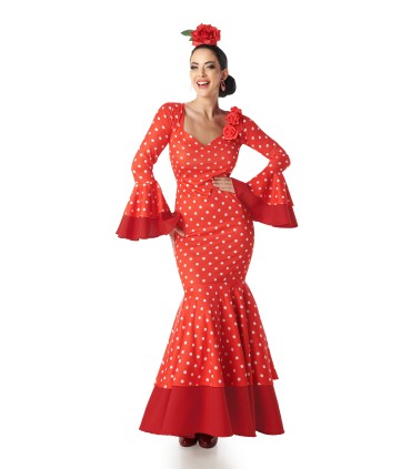 Disfraz de Flamenca Rojo Lunar Blanco