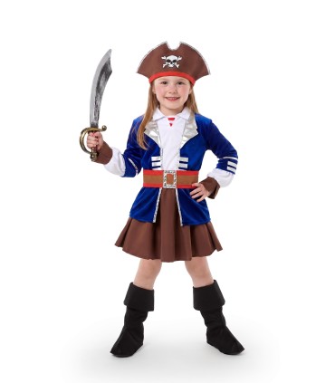 Disfraz de Pirata Niña Chaqueta Azul Infantil | Megafiesta