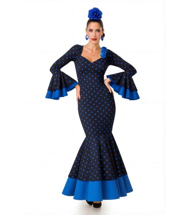 Disfraz de Flamenca Lunares Azul Mujer Adulta | Megafiesta