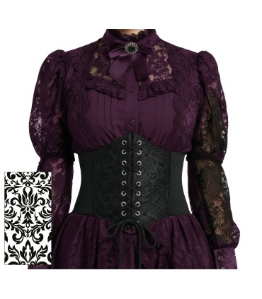 Corset estampado negro brillante | Halloween | Megafiesta