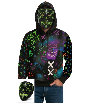 GRAFFITI SUDADERA CON CAPUCHA Y CARETA T-L(52-… | Megafiesta