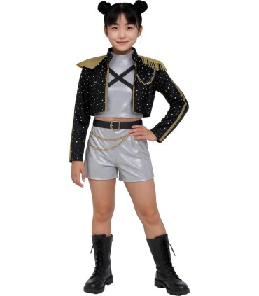 Chica pop-star chaqueta negra | Megafiesta