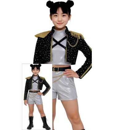 Chica pop-star chaqueta negra | Megafiesta