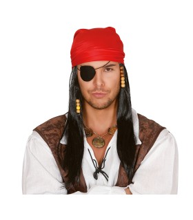 Peluca y Pañuelo Pirata (envase Caja) | Megafiesta