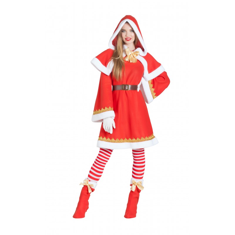 Capa Roja con Capucha de Navidad Mujer para Disfraz Mamá Noel
