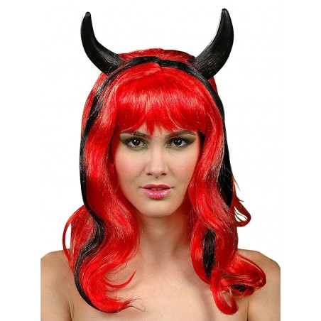 Peluca Roja/Negra Cuernos